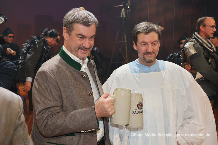 Salvator-Probe 2026 - Markus S&ouml;der und S&ouml;der Darsteller Thomas Unger nach dem Singspiel auf dem Nockherberg am 04.03.2026 (&copy;Foto: Martin Schmitz)